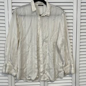 Peserico Silk Cream Striped Shirt